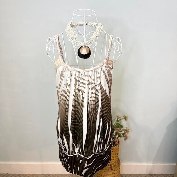 Gorgeous vintage y2k brown print top/ mini dress - Picture 2 of 6